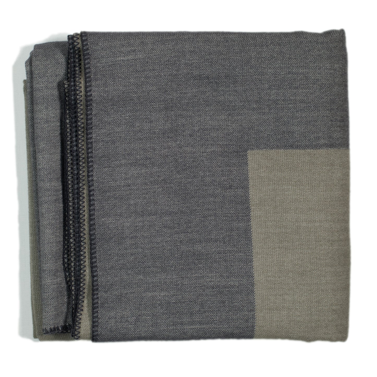 Throw/Wolldecke: SQUARE Graugrün/Anthrazit
